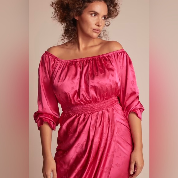 11 HONORÉ 🆕 Brittney Floral Long Sleeve Satin Midi Dress. Size 14W. - Picture 3 of 8